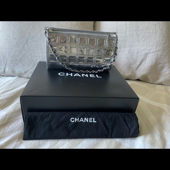 Chanel Limited Edition Silver Patent & Metallic Leather "Ice Cube" Shoulder Bag